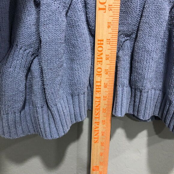 j jill sweater small s blue twist front thick chenille cable knit thick - Picture 13 of 15
